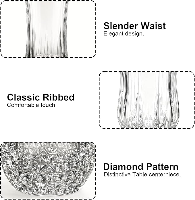 Ruckae Drinking Glasses Set of 811 oz and 7 oz Kitchen Water Glass Cups SetClear Curvature Glassware Dishwasher SafeMixed Drinkware for BeerJuiceCocktailWhiskeyMilk and Various Mixed Drinks