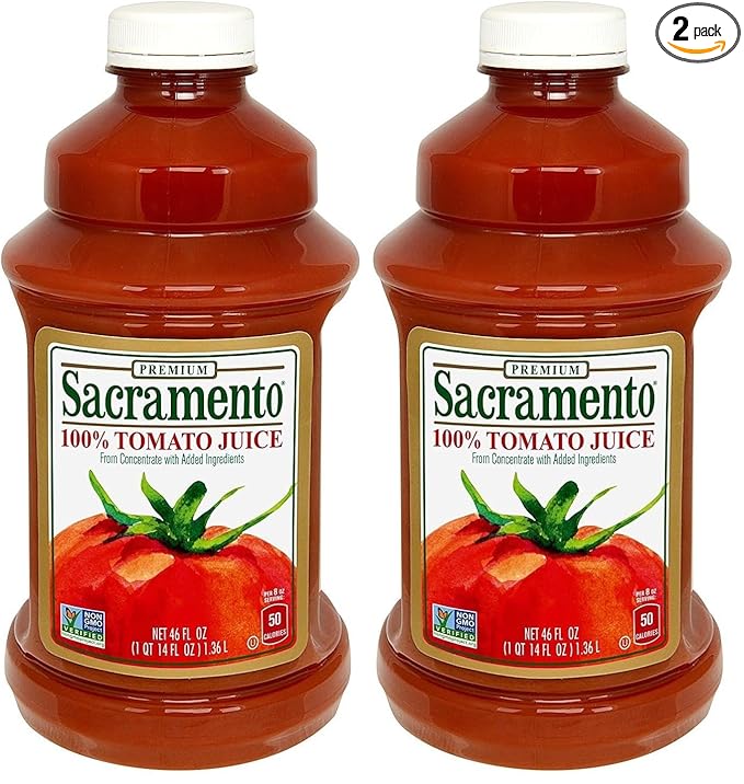Sacramento Tomato Juice 46 oz Plastic Bottle (Pack of 2)