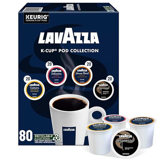 Lavazza Variety Pack Light &amp Medium Roast K-Cup Coffee Pods 20 Count (Pack of 4)