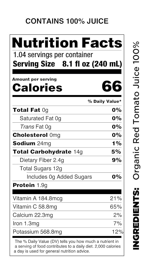 Pomona Organic Juices Pure Tomato Juice 8.4 Ounce Bottle (Pack of 12) Cold Pressed Organic Juice Non-GMO No Sugar Added Not from Concentrate Gluten Free Kosher Certified Preservative Free