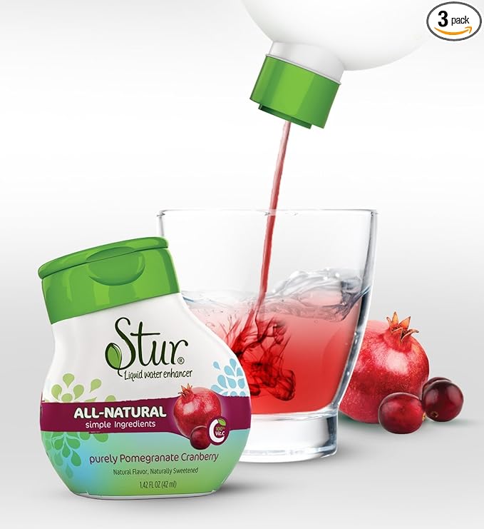 Stur Liquid Water Enhancer Purely Pomegranate Cranberry 1.28 Oz(pack of 3)