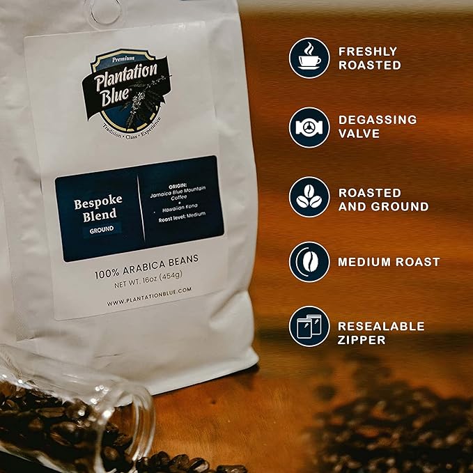 Fusion Elegance Duo: 1lb Jamaica Blue Mountain Ground + 1lb Bespoke Blend Whole Beans Medium Roast Bundle