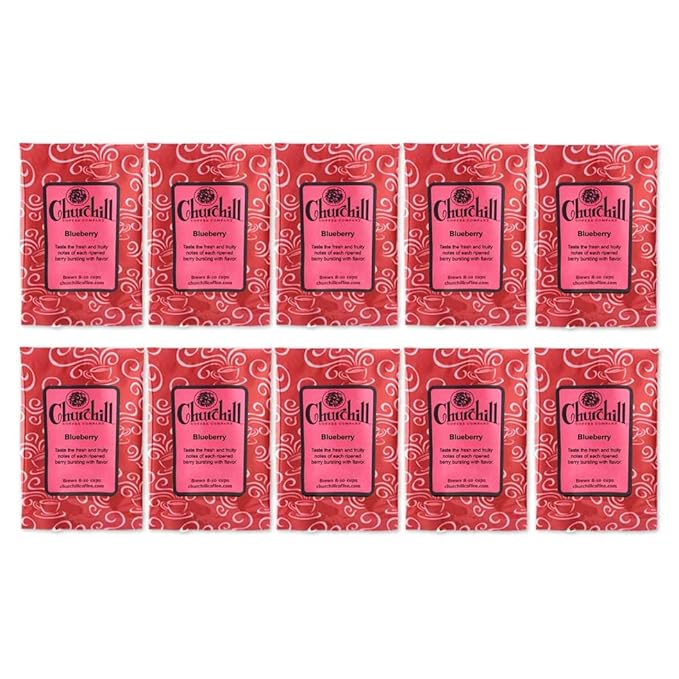 Churchill Coffee Blueberry 10 Portioned Packs -1.5 oz each - Ground - Flavored Coffee