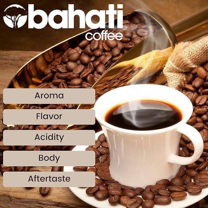 Kenya AA Grade Roasted Arabica Coffee Beans from Kenyan Highlands - 100% Pure Roasted Coffee Beans - Medium Roast Whole Beans 2 LB