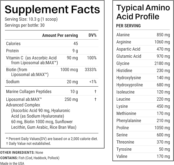 Advanced Marine Collagen Peptides+ &amp Liposomal Marine Collagen Packets Bundle