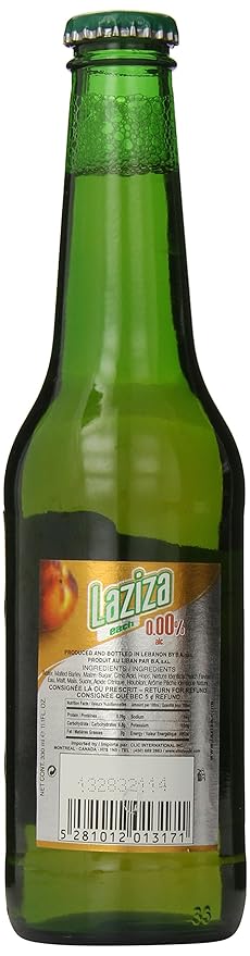 Laziza Non Alcoholic Malt Beverage Peach 11 Ounce (Pack of 24)