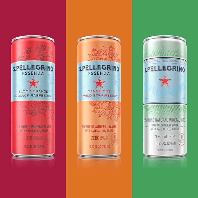 S.Pellegrino Essenza Variety Pack - Blood Orange Wild Strawberry Original (unflavored)11.15 Fl. Oz (Pack of 24)