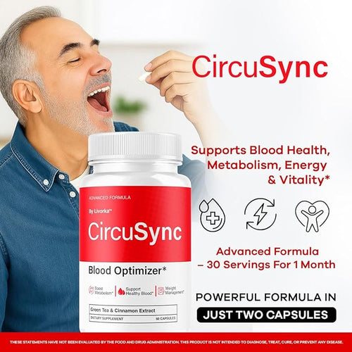 (2 Pack) Circusync Capsules - Official Circu Sync Advanced Blood Health Support Supplement Pills - Maximum Strength Natural Vitamins Formula for Overall Health &amp Wellness 120 Capsules for 2 Mont