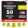 Grano Milano Crema - 50 Espresso Pods Compatible with Nespresso Original line 100% Arabica Medium Roast - Intensity 8/12 Espresso Coffee Capsules Made in Italy