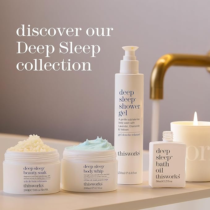 thisworks Sleep Retreat Box Gift Set: Deep Sleep Pillow Spray Body Moisturizer and Shower Gel. Travel set to Promote Sleep with Lavender Camomile and Vetivert