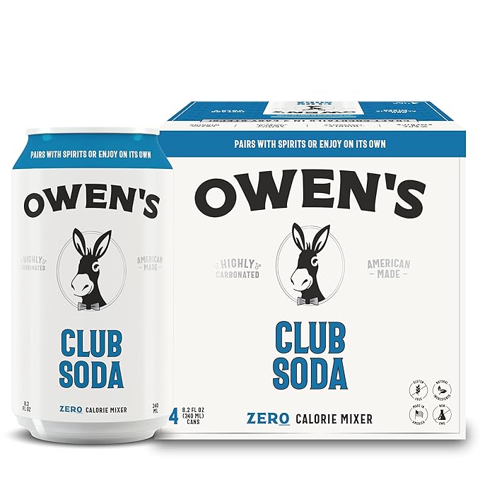 Owen's Club Soda Premium Cocktail Mixer Made with Pure Pacific Sea Salt - 8.2oz Cans (24 pack)