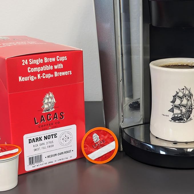 Lacas Coffee Dark Note Single Serve Cups Compatible with Keurig K-Cup Brewers 24 Count