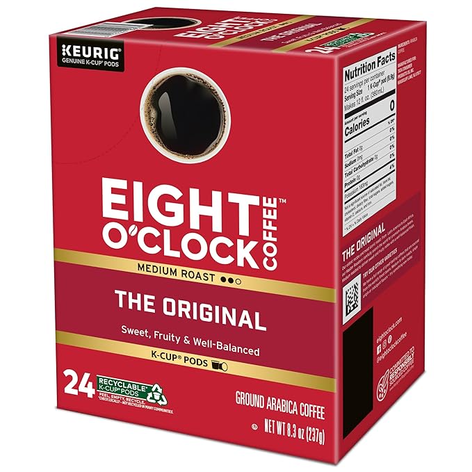 Eight O'Clock Coffee The Original Single-Serve Keurig K-Cup Pods Medium Roast Coffee Pods 96 Count
