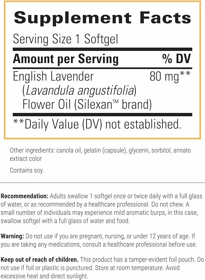 Integrative Therapeutics Lavela WS 1265 - Lavender Essential Oil Supplement for Sleep &amp Stress Support* - Dairy-Free - 120 Softgels (120 Servings)