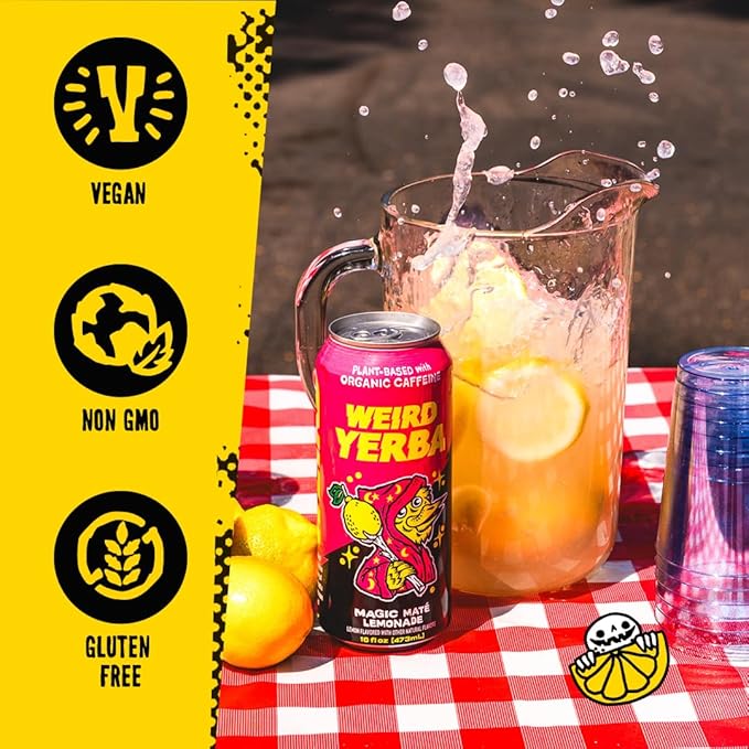Drink Weird Organic Magic Mate Lemonade Yerba Mate – 16oz Cans 160mg Organic Caffeine (Pack of 12) A Refreshing Energy Drink Alternative