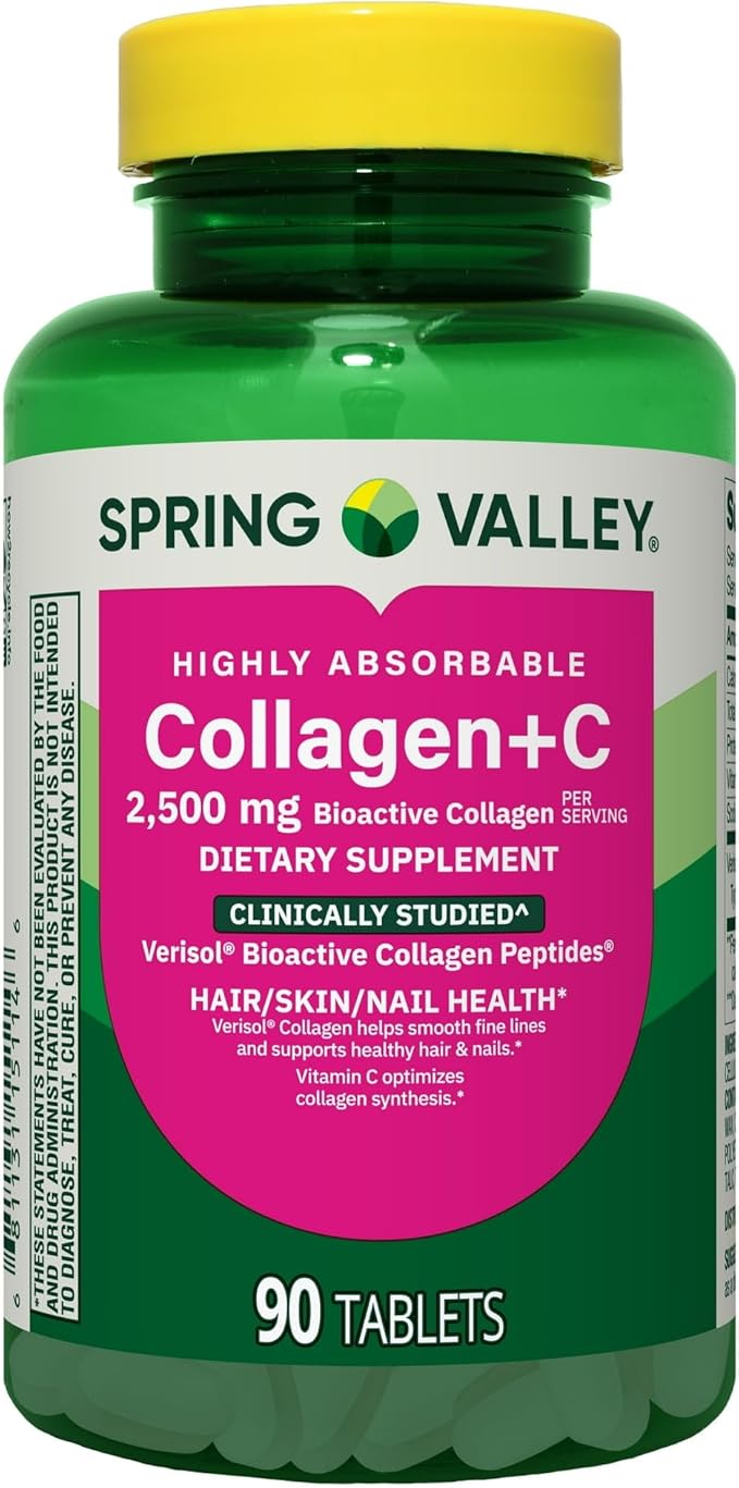 Collagen+Vitamin C- for Hair/Skin/Nail 2500mg 90 Tablets (Pack of 1) Boxed by Fusion Shop Store