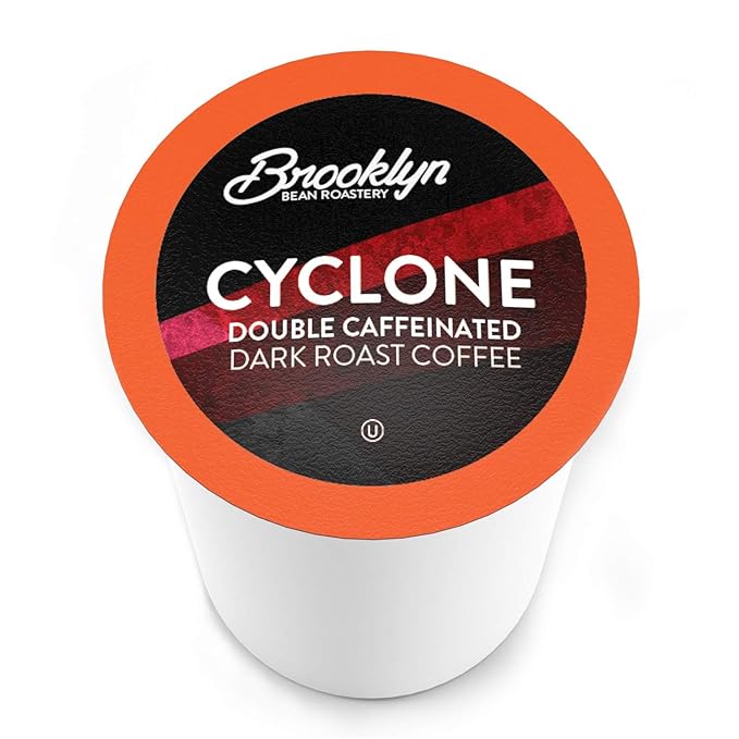 Brooklyn Beans High Caffeine Cyclone Gourmet Coffee Pods Compatible with 2.0 Keurig K Cup Brewers 72 Count