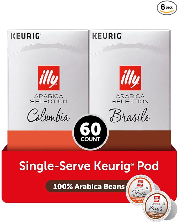 illy Coffee K Cup Pods for Keurig Machines Brasile &amp Colombia Single Origin Medium Roasts 100% Arabica Premium Italian Coffee 10 Count 6 Variety Pack