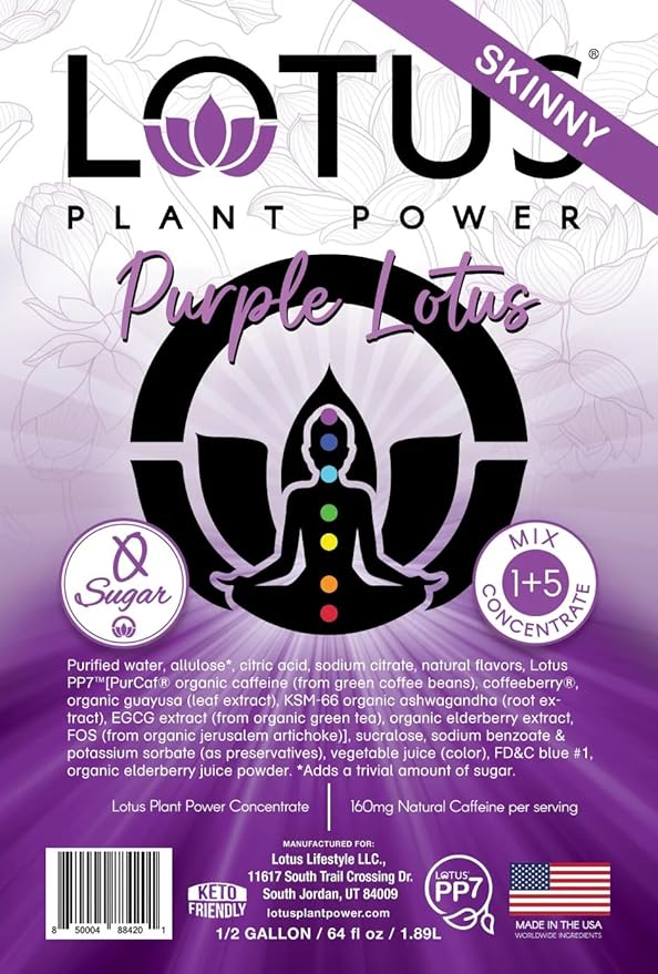 Lotus Energy Drink Concentrate 64 fl oz (Skinny Purple) Pack of 2 (Packaging May Vary)