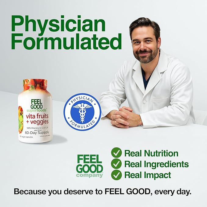 FeelGood Superfoods 1000mg Immune Support Capsules Made with 25 Organic Fruits and Vegetables Strong Immunity Boosters with Vitamins A C D3 and Zinc 60 Count
