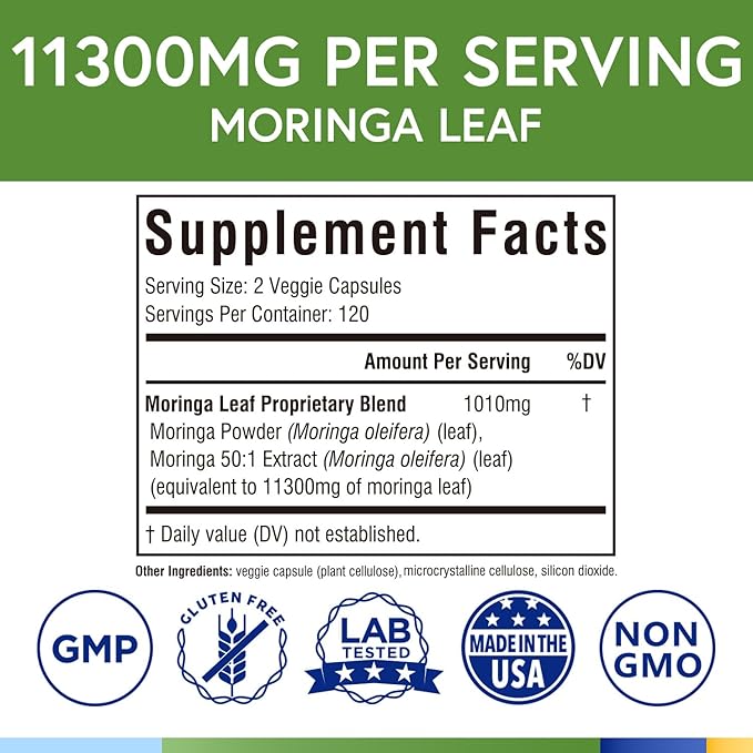 Terranics Collagen Peptides &amp Moringa Capsules Bundle - Hydrolyzed Collagen Powder from Grass-Fed Bovine + 11300mg Pure Moringa Oleifera Powder - Types I &amp III Collagen - 16oz &amp 240 Capsul