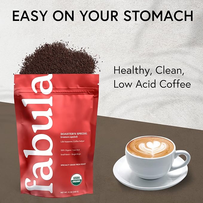 Fabula Organic Coffee Freshly Grounded - Medium and Half-Caff Medium - 2 Bag Bundle
