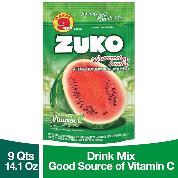 Zuko Watermelon Instant Powder Drink Family Pack 14.1 oz Pack of 6