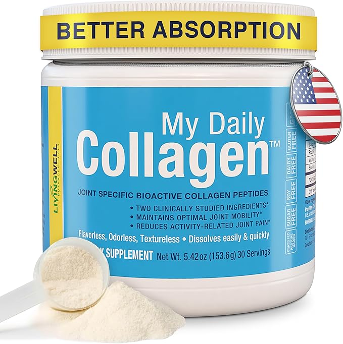 Premium Collagen Peptides Type 1 &amp 3 Collagen Powder - Hydrolyzed Bovine with Protein &amp Vitamin C – Unflavored Powdered Peptides Protein for Men and Women Joint &amp Cartilage Health – 30 Ser