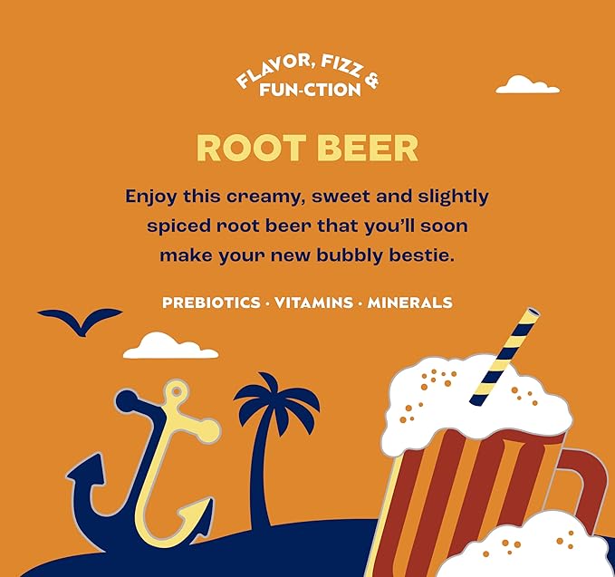 SunSip Prebiotic Soda by Health-Ade Better-for-You Soda Swap Beverage with Vitamins and Minerals Naturally Sweetened with 5g of Sugar Root Beer 11.5 oz (12 Pack)