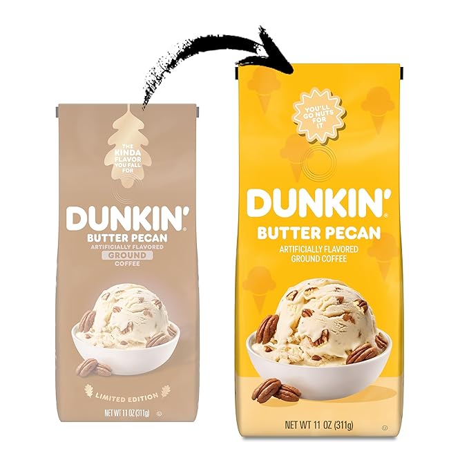 Dunkin’ Butter Pecan Artificially Flavored Coffee Ground Coffee 11 oz. Bag