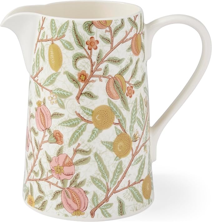 Spode Morris &amp Co Fruits Jug 48 Oz - Decorative Botanical Pitcher with Spout &amp Handle for Water Juice Iced Tea Lemonade &amp Refreshments Home &amp Kitchen Tableware Dining &amp Enter