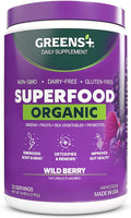 Greens+ Organic Wild Berry Superfood Powder Antioxidant Polyphenol Blend for Morning Kick Energy Vitality Boost Nutrition Vibrant Health Dietary Supplement Vegan Soy/Dairy/Gluten Free(8.46oz)