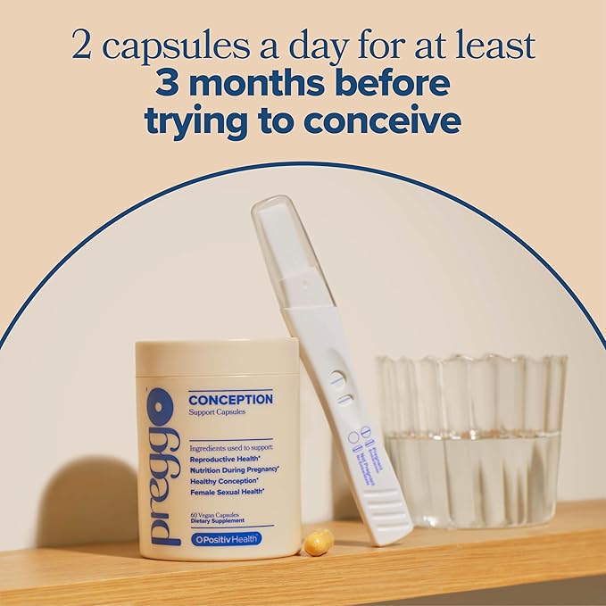 O Positiv Preggo Conception Support Capsules for Women - OBGYN-Formulated Pre Prenatal Vitamins with Clinically-Studied Ingredients - CoQ10 N-Acetyl Cystein - Female Sexual Health 60 Ct (Pack of 1)