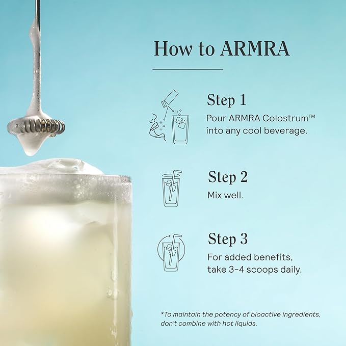 ARMRA Colostrum Powder | Unflavored | Gut Health &amp Bloating | Skin &amp Hair | Immunity | Keto Gluten &amp Fat-Free | 120 Servings