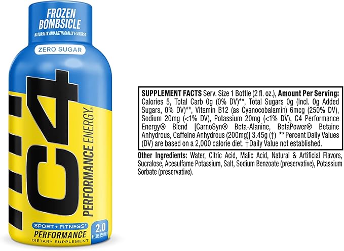 C4 Performance Energy Shot 2oz 12pk - Frozen Bomb