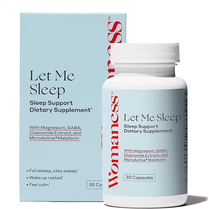 Womaness Let Me Sleep – Sleep Aid for Adults - Melatonin &amp Magnesium Supplement - Nighttime Rest Support with Magnesium for Better Relaxation and Night Sleep Support Evening Wellness - 30 Capsule