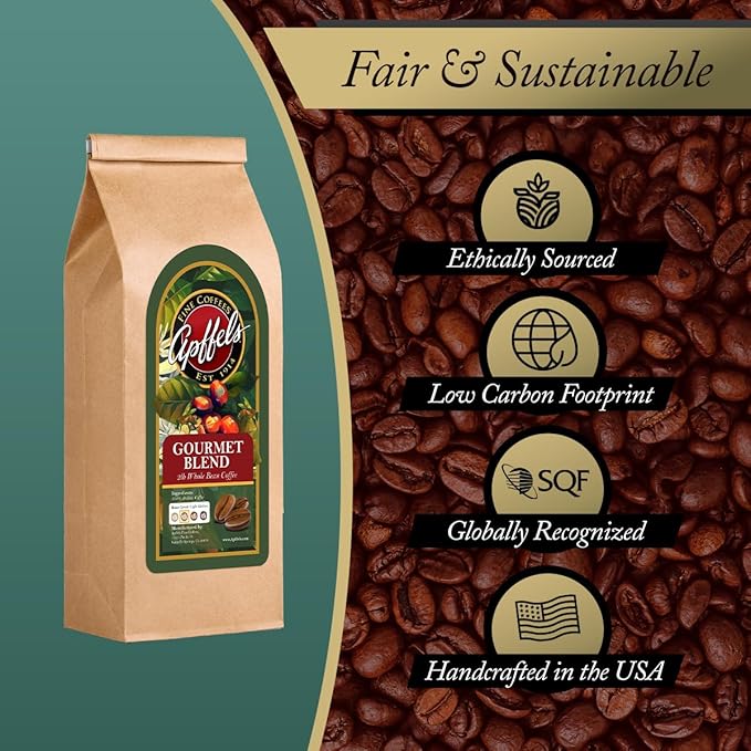 Apffels Original Gourmet Blend – Whole Bean Medium Roast 100% Arabica Coffee (2lb Bag)