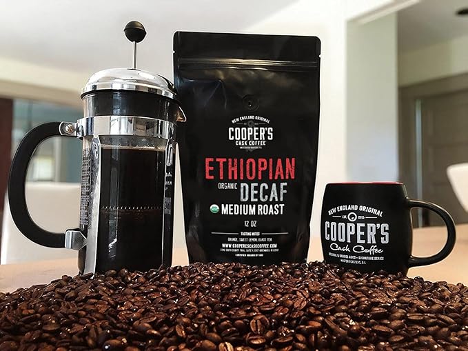 Organic Ethiopian Decaf Water Processed Medium Roast Ground Coffee (12oz Ground)