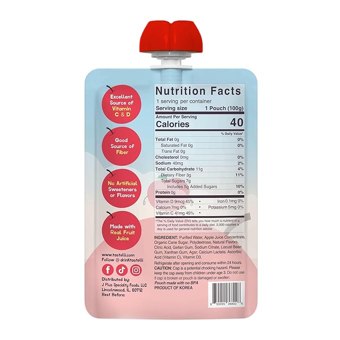 Tastelli Peppa Pig Kids Squeezy Fruit Gel – Apple Flavor – No Artificial Sweeteners or Flavors Made with Real Fruit Juice Fiber-Rich Prebiotic Gut Support Vitamins C &amp D Vegan Gluten-Free - 2