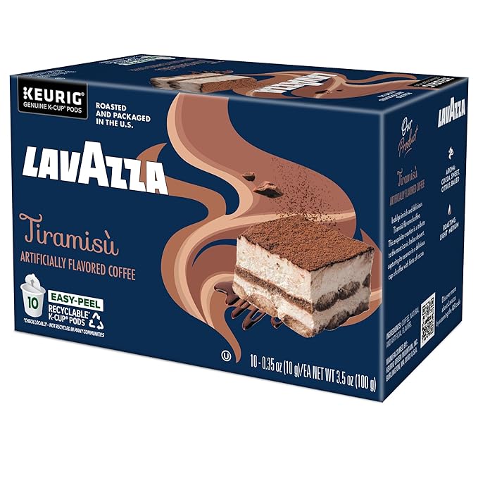 Lavazza Tiramisù Coffee Single Serve Keurig K-Cup Pods Flavored Coffee 60-Count Box (6 Packs of 10)
