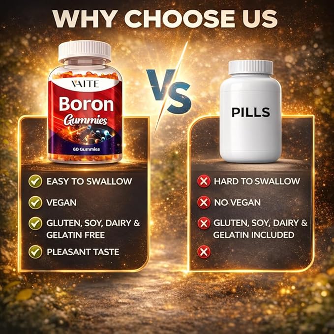Boron Supplement for Men &amp Women – 10mg Gummies – Vegan Non-GMO Gluten-Free – Supports Bone Strength Joint Flexibility &amp Immune System – Essential Mineral for Bone Density – 60 Chewables