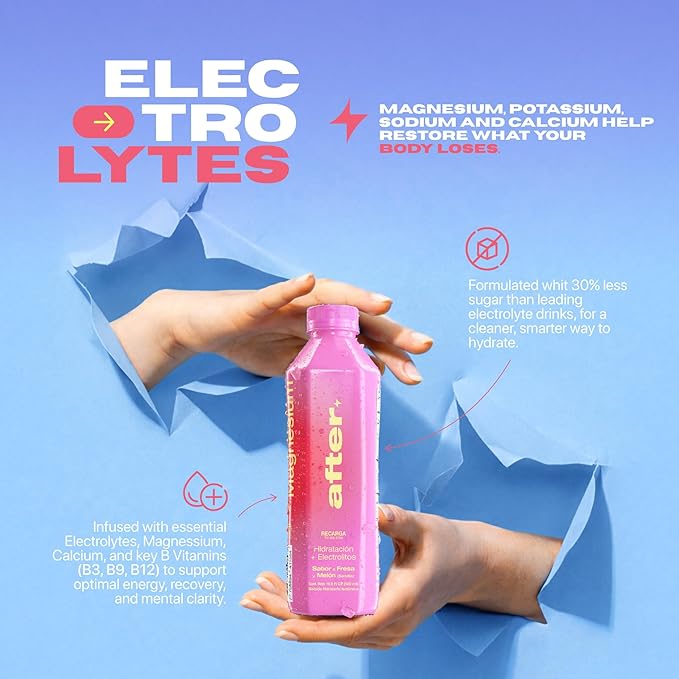 AFTER Electrolyte Drink Strawberry &amp Watermelon Flavor Electrolytes Hydration Drink 12 Pack 16.9 fl oz Bottles
