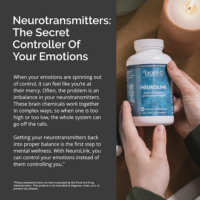 BRAINMD Dr Amen NeuroLink - 180 Capsules - Promotes Optimal Brain Function Focus &amp Concentration - Gluten Free - 45 Servings