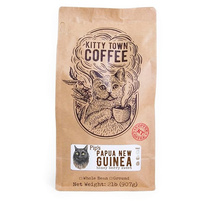 Kitty Town Coffee: Pip's Papua New Guinea Medium Roast Coffee From Colombia 2lb (32oz) Whole Bean