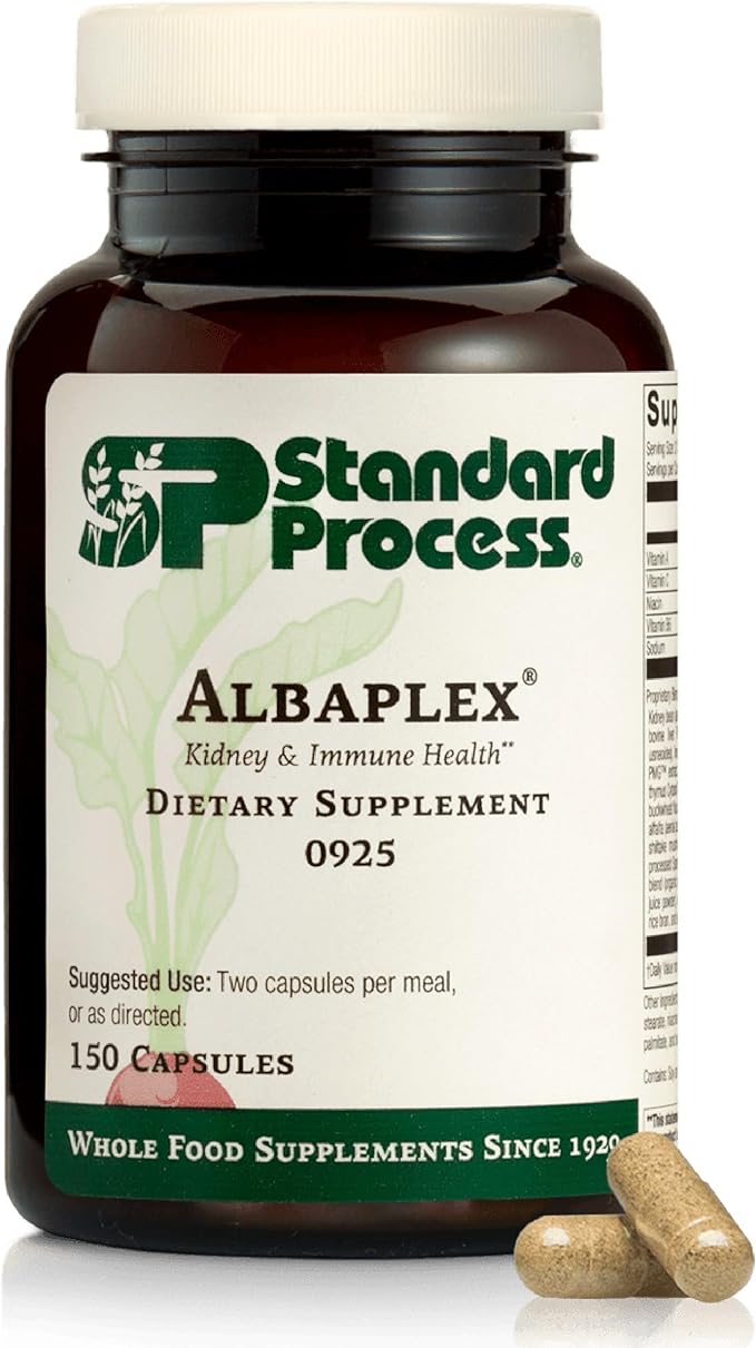 Standard Process Albaplex Liver &amp Immune Health Dietary Supplement - Non-Dairy - Kidney &amp Liver Health Support - Contains Vitamins AB6 &amp C - 150 Capsules