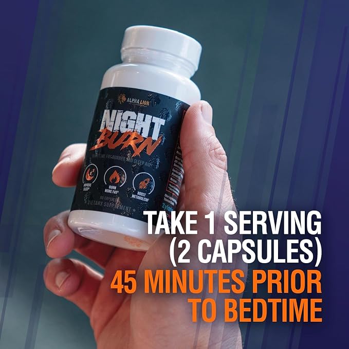 ALPHA LION Night Burn Metabolism Booster for Weight Loss Less Body Fat More Muscle Promotes Lean Body Calorie Burning Supplement Relax Better Promote Healthy Cortisol (60 Capsules)