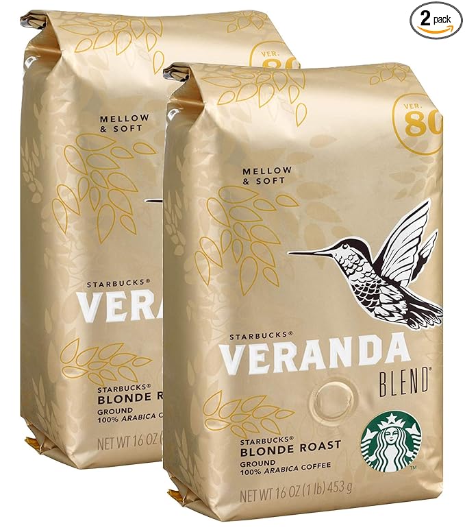 Starbucks Ground Coffee Veranda Blend Blonde Roast 16 Ounce Bags 2/Pack (32 Ounces Total)