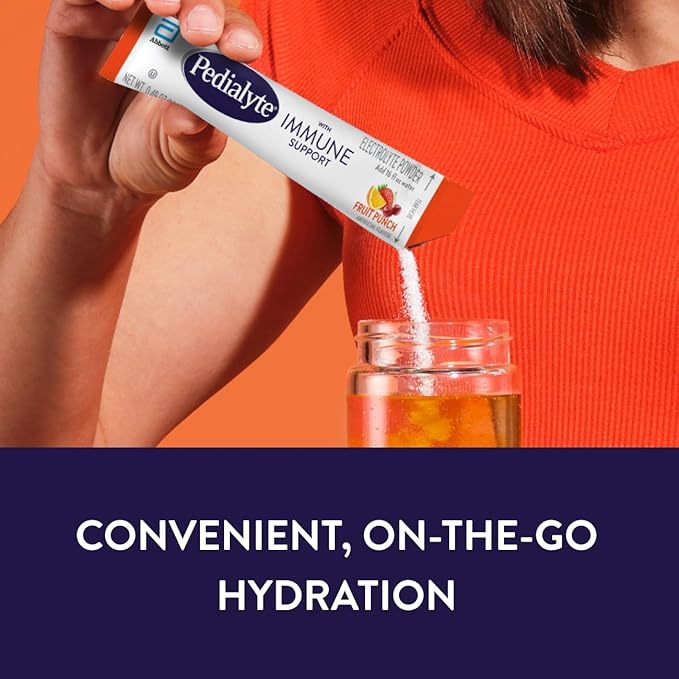 Pedialyte with Immune Support Electrolyte Drink Powder with Vitamin C and Zinc Advanced Hydration Fruit Punch 36 Powder Packets