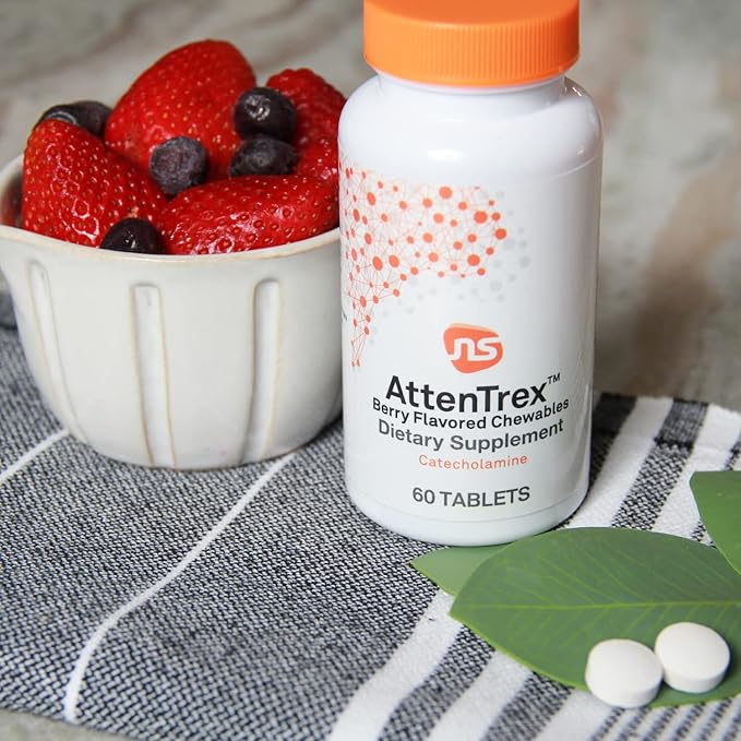 Neuroscience AttenTrex - Chewable Brain Supplements for Memory and Focus for Adults &amp Kids - Supports Dopamine Epinephrine &amp Norepinephrine for Natural Energy Attention &amp Cognitive Clari