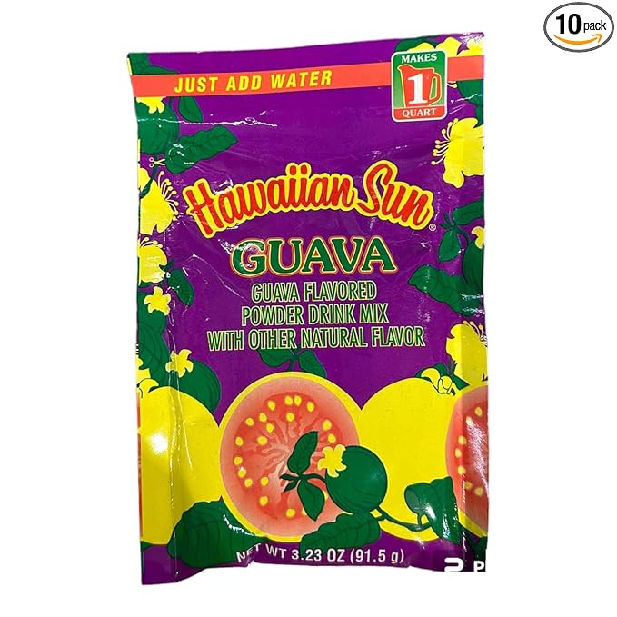 Hawaiian Sun Guava Nectar Powder Drink Mix: Taste the Tropical Breeze Anywhere – 3.23 Oz (pack of 10)